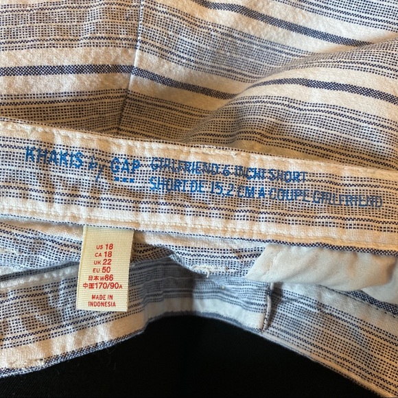 GAP Striped Khaki Girlfriend 6 Inch Shorts sz 18 - Picture 6 of 7